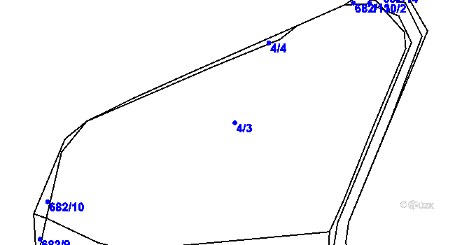 Parcela st. 4/3 v KÚ Boudy, Katastrální mapa