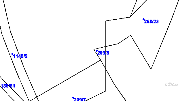 Parcela st. 209/8 v KÚ Boudy, Katastrální mapa