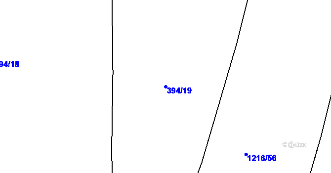 Parcela st. 394/19 v KÚ Boudy, Katastrální mapa