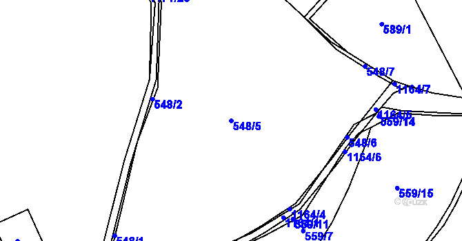 Parcela st. 548/5 v KÚ Boudy, Katastrální mapa