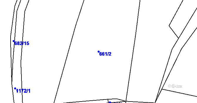 Parcela st. 661/2 v KÚ Boudy, Katastrální mapa