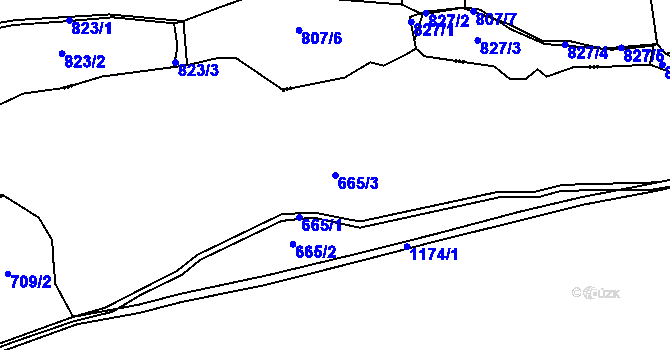 Parcela st. 665/3 v KÚ Boudy, Katastrální mapa
