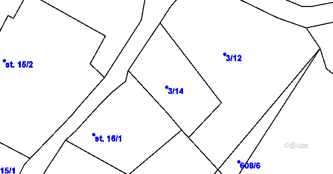 Parcela st. 3/14 v KÚ Lučkovice, Katastrální mapa