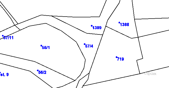 Parcela st. 57/4 v KÚ Lučkovice, Katastrální mapa