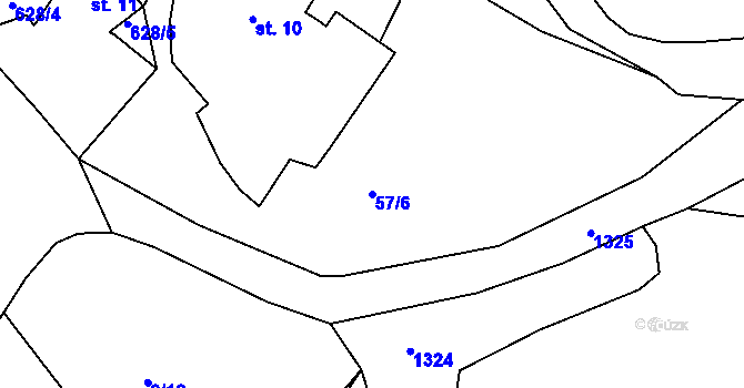Parcela st. 57/6 v KÚ Lučkovice, Katastrální mapa