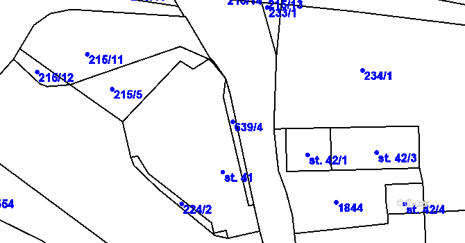 Parcela st. 639/4 v KÚ Lučkovice, Katastrální mapa