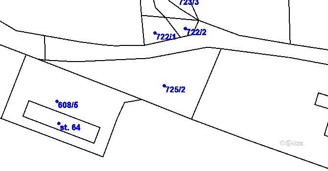 Parcela st. 725/2 v KÚ Lučkovice, Katastrální mapa