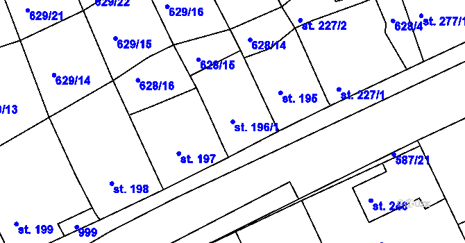 Parcela st. 196/1 v KÚ Mirotice, Katastrální mapa