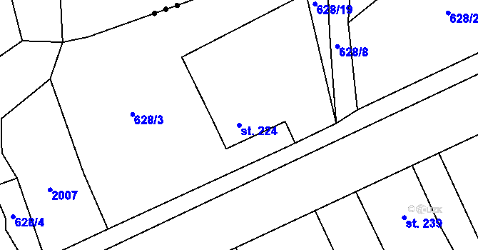 Parcela st. 224 v KÚ Mirotice, Katastrální mapa