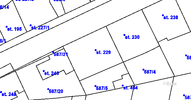 Parcela st. 229 v KÚ Mirotice, Katastrální mapa