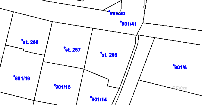 Parcela st. 266 v KÚ Mirotice, Katastrální mapa