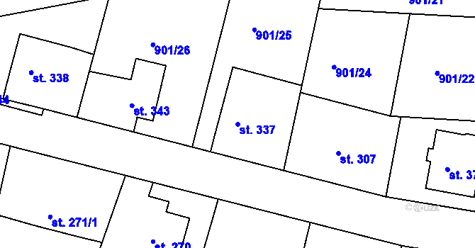 Parcela st. 337 v KÚ Mirotice, Katastrální mapa