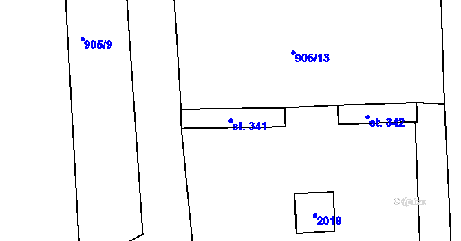 Parcela st. 341 v KÚ Mirotice, Katastrální mapa