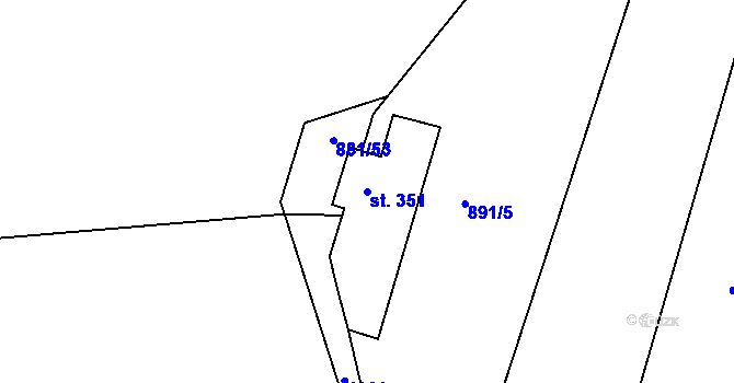 Parcela st. 351 v KÚ Mirotice, Katastrální mapa
