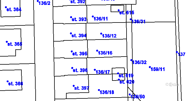 Parcela st. 136/16 v KÚ Mirotice, Katastrální mapa