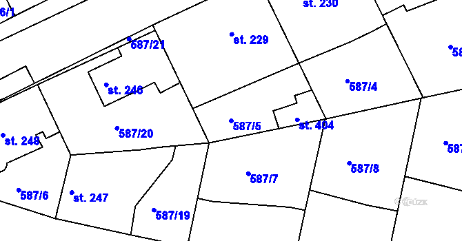 Parcela st. 587/5 v KÚ Mirotice, Katastrální mapa