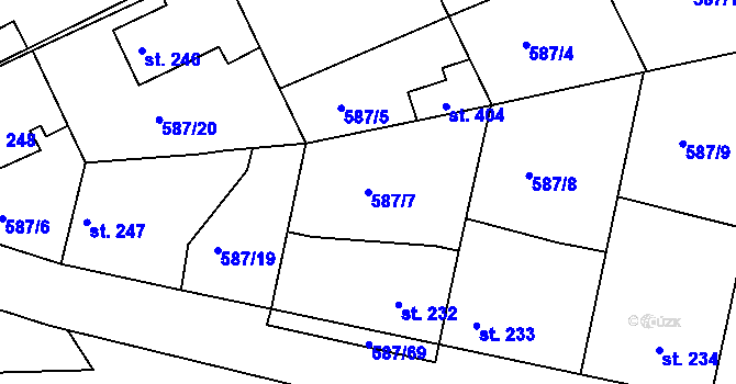 Parcela st. 587/7 v KÚ Mirotice, Katastrální mapa