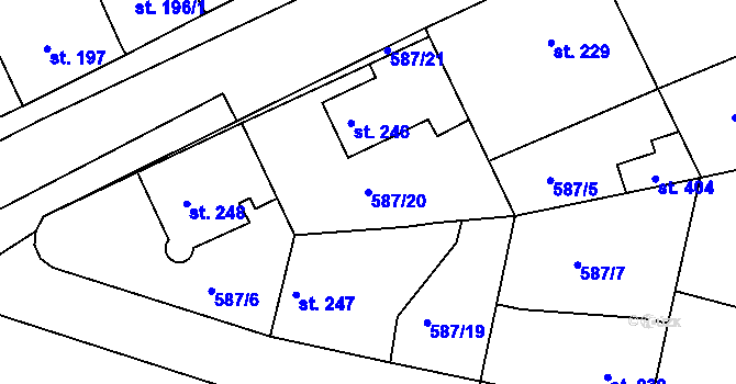 Parcela st. 587/20 v KÚ Mirotice, Katastrální mapa