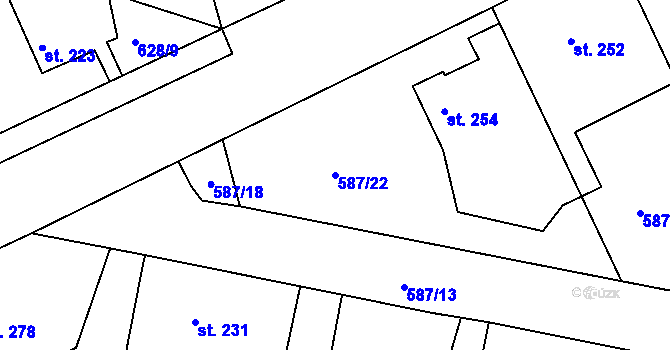 Parcela st. 587/22 v KÚ Mirotice, Katastrální mapa