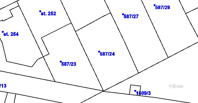 Parcela st. 587/24 v KÚ Mirotice, Katastrální mapa