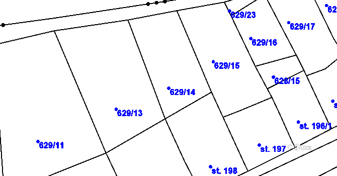 Parcela st. 629/14 v KÚ Mirotice, Katastrální mapa