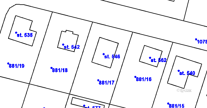 Parcela st. 546 v KÚ Mirotice, Katastrální mapa
