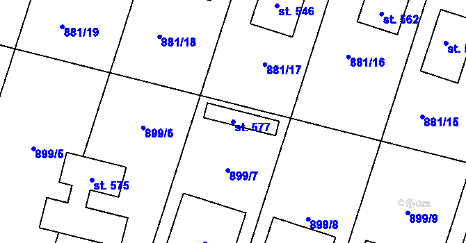 Parcela st. 577 v KÚ Mirotice, Katastrální mapa
