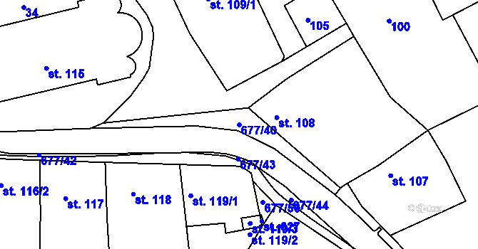 Parcela st. 677/40 v KÚ Mirotice, Katastrální mapa