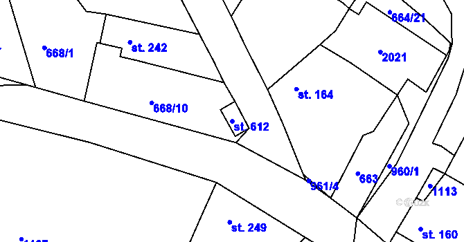 Parcela st. 612 v KÚ Mirotice, Katastrální mapa