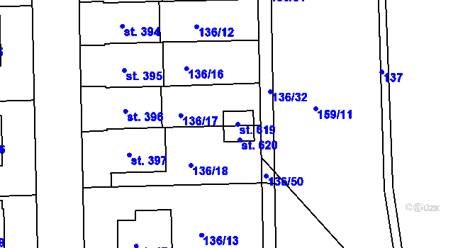 Parcela st. 619 v KÚ Mirotice, Katastrální mapa
