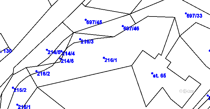 Parcela st. 216 v KÚ Mirotínek, Katastrální mapa