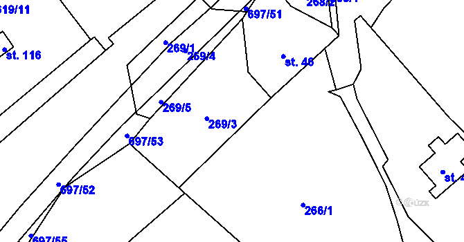 Parcela st. 697/28 v KÚ Mirotínek, Katastrální mapa