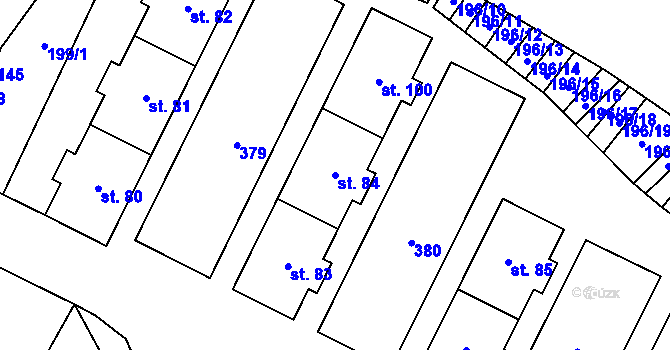 Parcela st. 84 v KÚ Mírov, Katastrální mapa