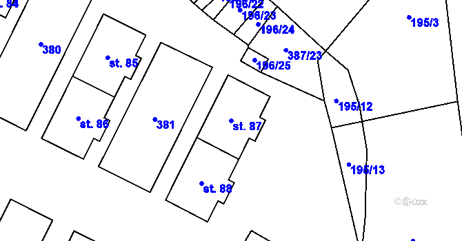Parcela st. 87 v KÚ Mírov, Katastrální mapa