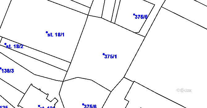 Parcela st. 375/1 v KÚ Mírov, Katastrální mapa