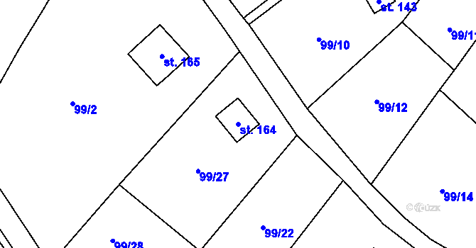 Parcela st. 164 v KÚ Mírov, Katastrální mapa