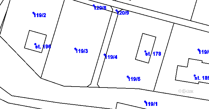 Parcela st. 119/4 v KÚ Mírov, Katastrální mapa