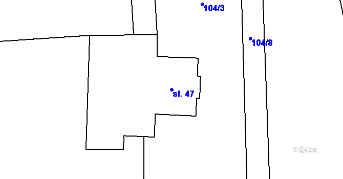 Parcela st. 47 v KÚ Mírovský Grunt, Katastrální mapa