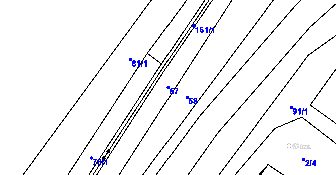 Parcela st. 57 v KÚ Mírovský Grunt, Katastrální mapa