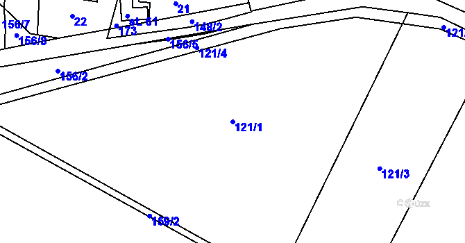Parcela st. 121/1 v KÚ Mírovský Grunt, Katastrální mapa