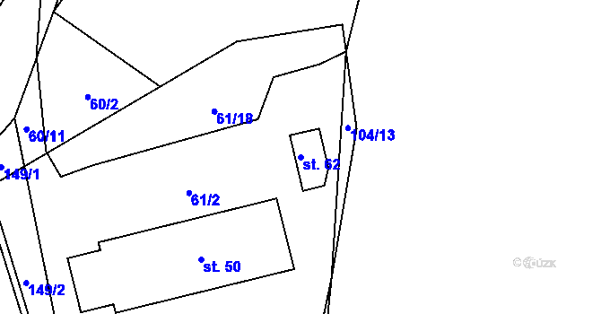Parcela st. 62 v KÚ Mírovský Grunt, Katastrální mapa