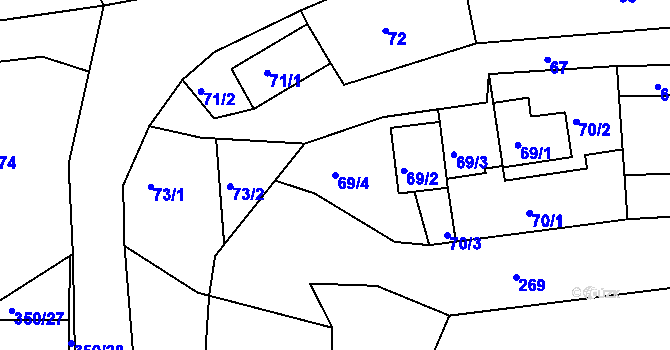 Parcela st. 69/4 v KÚ Mírová, Katastrální mapa