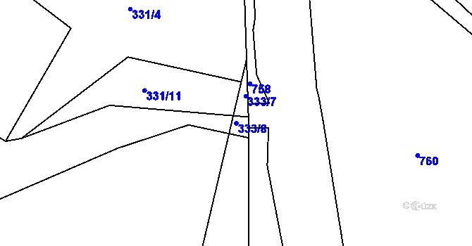 Parcela st. 333/8 v KÚ Mírová, Katastrální mapa