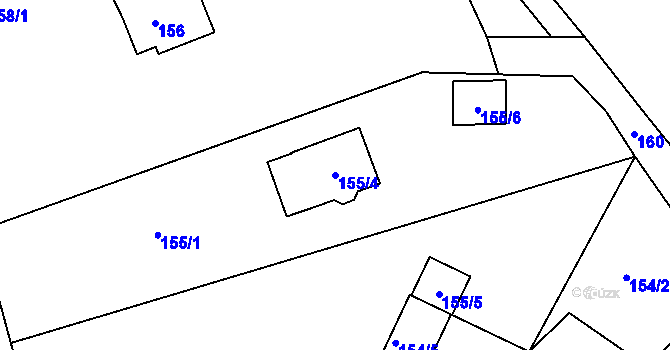 Parcela st. 155/4 v KÚ Mírová, Katastrální mapa