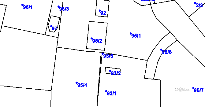 Parcela st. 95/5 v KÚ Mírová, Katastrální mapa