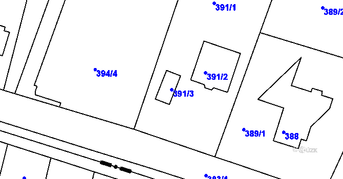 Parcela st. 391/3 v KÚ Mírová, Katastrální mapa