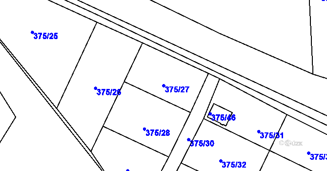 Parcela st. 375/27 v KÚ Mírová, Katastrální mapa