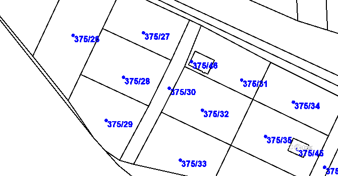 Parcela st. 375/30 v KÚ Mírová, Katastrální mapa