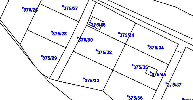 Parcela st. 375/32 v KÚ Mírová, Katastrální mapa