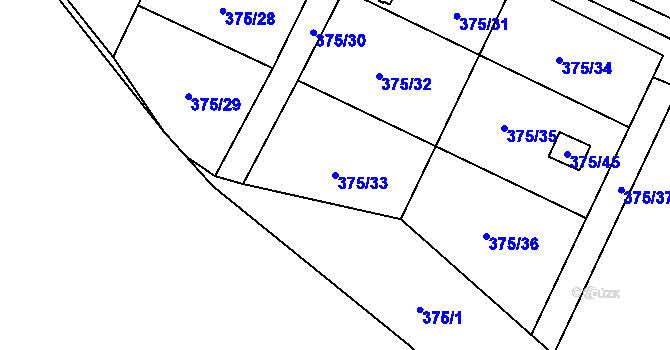 Parcela st. 375/33 v KÚ Mírová, Katastrální mapa